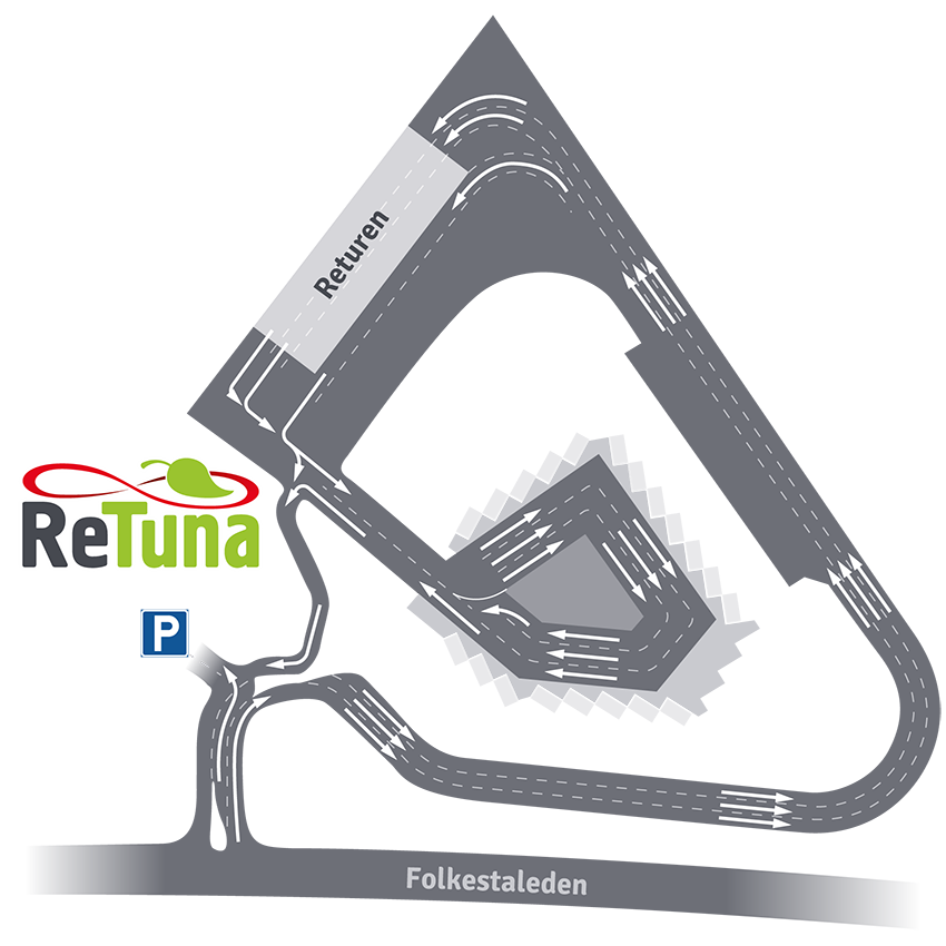 Karta över körhänvisningar för Återvinningscentralen